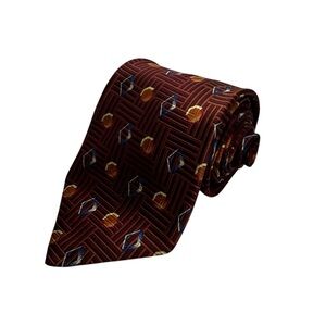 men's silk tie ermenegildo zegna geometric width 4” length 58” red